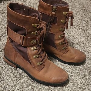 Brown Lace-Up Ankle Boots